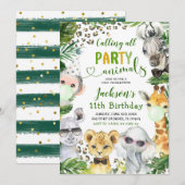 Jongen Safari Party Dieren Verjaardag Uitnodiging (Voorkant / Achterkant)
