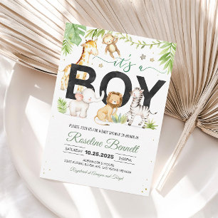 Jongen Safari Wild One Baby Shower Uitnodiging