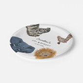 Jongen Safari Zoo Dieren Verjaardagsfeest Papieren Bordje (Gekanteld)