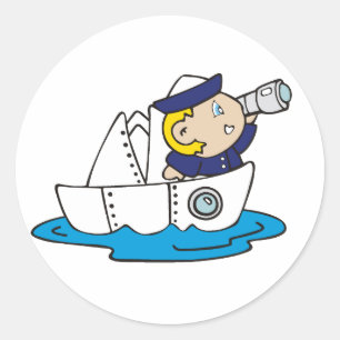 Jongen Sailor in Boat Ronde Sticker