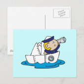 Jongen Sailor in Boat Tshirts en Gifts Briefkaart (Voorkant / Achterkant)