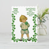 jongen Saint Patricks Day Luck Shamrock Green Feestdagenkaart (Staand voorkant)