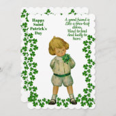 jongen Saint Patricks Day Luck Shamrock Green Feestdagenkaart (Voorkant / Achterkant)