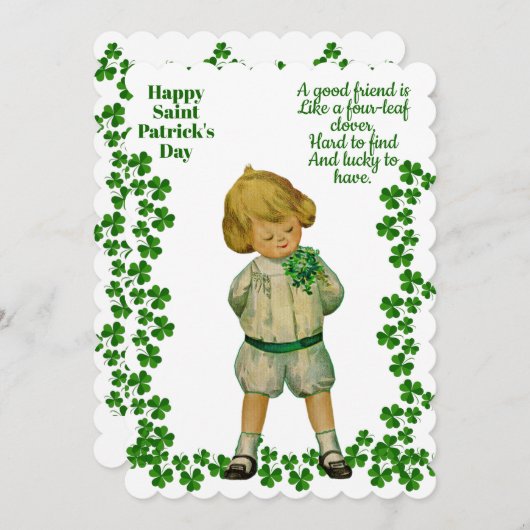 jongen Saint Patricks Day Luck Shamrock Green Feestdagenkaart (Voorkant / Achterkant)