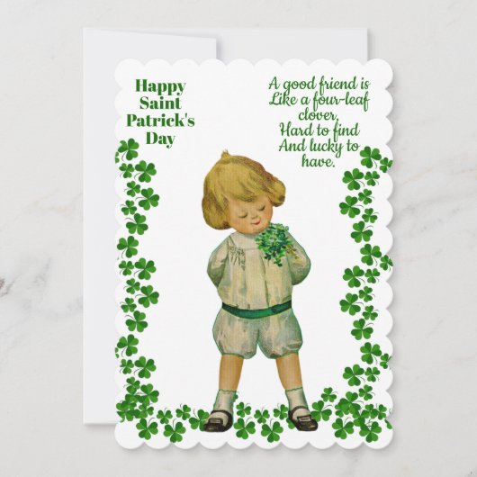 jongen Saint Patricks Day Luck Shamrock Green Feestdagenkaart (Voorkant)