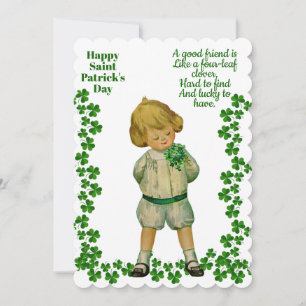 jongen Saint Patricks Day Luck Shamrock Green Feestdagenkaart