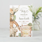 Jongen Savanne Groene Safari Baby Shower Kaart (Staand voorkant)