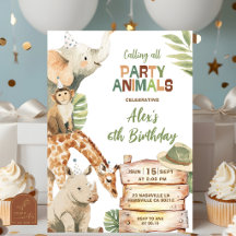 Jongen Savanne Safari Feest Dieren Verjaardag