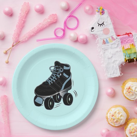 Jongen Schaats Roller in Blue Papieren Bordje (Feest)