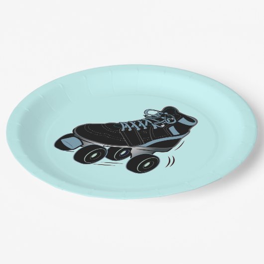 Jongen Schaats Roller in Blue Papieren Bordje (Gekanteld)