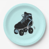 Jongen Schaats Roller in Blue Papieren Bordje (Voorkant)