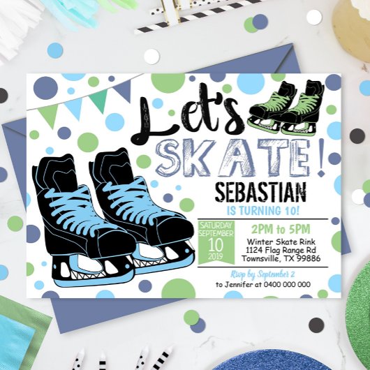 Jongen schaatsen uitnodiging IJsschaatsen Party Bl