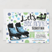 Jongen schaatsen uitnodiging IJsschaatsen Party Bl (Voorkant)