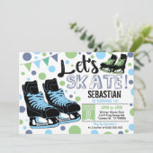 Jongen schaatsen uitnodiging IJsschaatsen Party Bl (Staand voorkant)