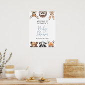Jongen Schattige Bosdieren Baby Shower Welkomstbor Poster (Keuken)