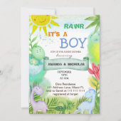 Jongen Schattige Dinosaurussen Baby shower Kaart (Voorkant)