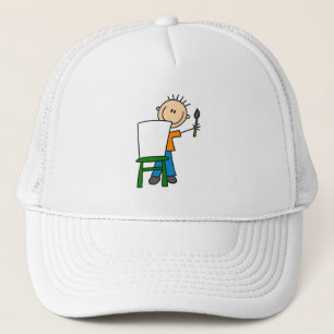 Jongen schilderen trucker pet