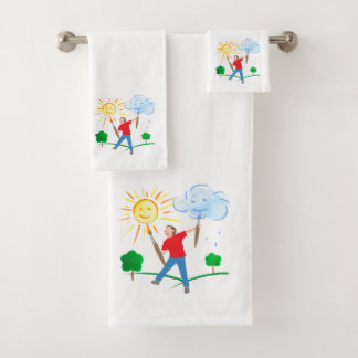 Jongen schilderende hemels bad handdoek