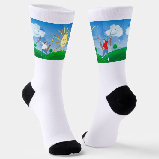 Jongen schilderende hemels sokken (Gebogen)