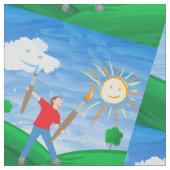 Jongen schilderende hemels stof (Close Up)