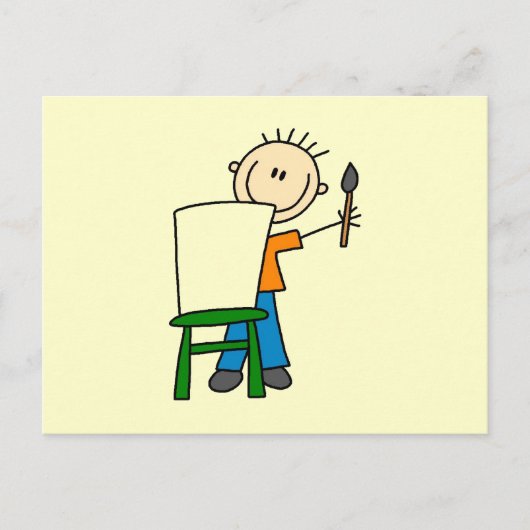 Jongen Schildert Briefkaart (Voorkant)