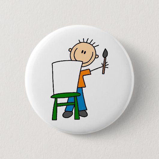 Jongen Schildert Ronde Button 5,7 Cm (Voorkant)