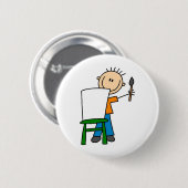 Jongen Schildert Ronde Button 5,7 Cm (Voorkant /achterkant)
