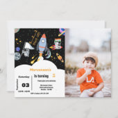 Jongen schipper ruimte planeet astronaut verjaarda kaart (Voorkant)