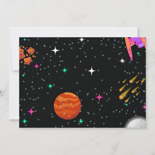 Jongen schipper ruimte planeet astronaut verjaarda kaart (Achterkant)