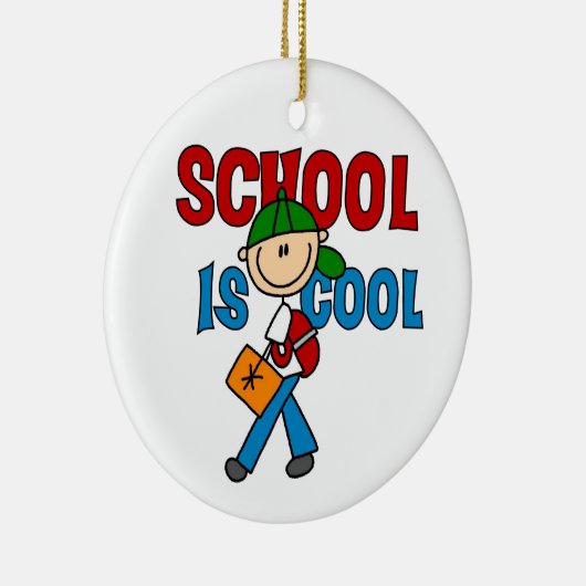 Jongen School is Cool Keramisch Ornament (Rechts)
