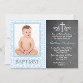 Jongen schoolbord foto doop uitnodigingen (Voorkant)