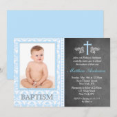 Jongen schoolbord foto doop uitnodigingen (Voorkant / Achterkant)