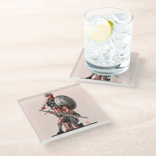 Jongen Scout en Liberty Glazen Onderzetter (Schuin)