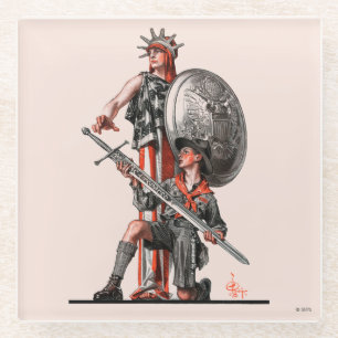 Jongen Scout en Liberty Glazen Onderzetter