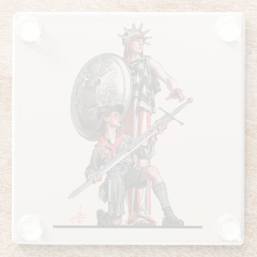 Jongen Scout en Liberty Glazen Onderzetter (Achterkant)