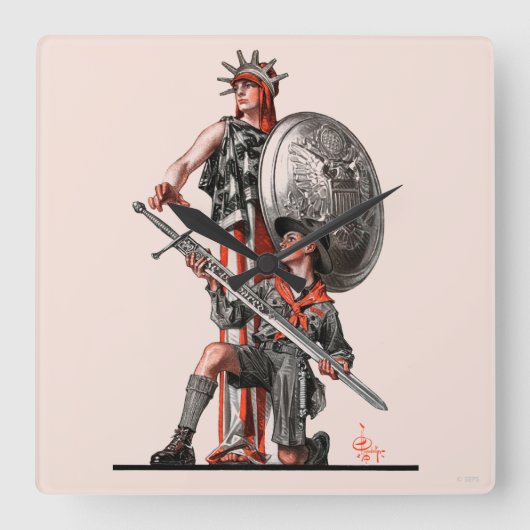 Jongen Scout en Liberty Vierkante Klok (Voorkant)