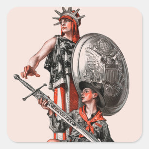 Jongen Scout en Liberty Vierkante Sticker
