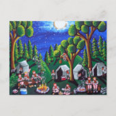 Jongen Scouts Camp out Folk Art Briefkaarten (Voorkant)