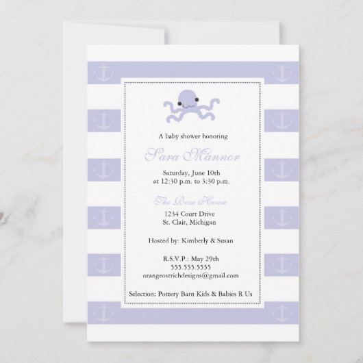 Jongen Shower Invitation - Baby Octopus Kaart (Voorkant)