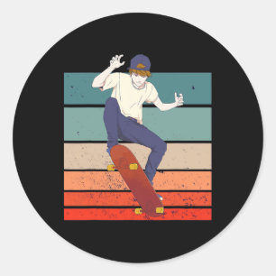 Jongen Skater Jongen Skateboarden Skate Cultuur An Ronde Sticker