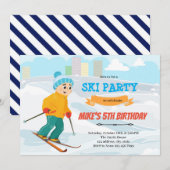 Jongen ski verjaardag thema uitnodiging (Voorkant / Achterkant)