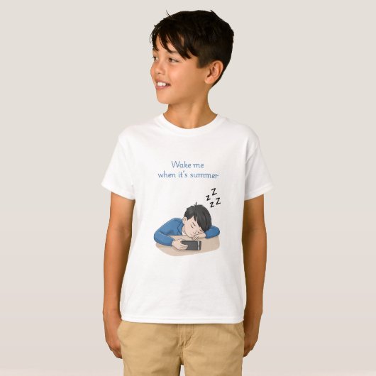 Jongen Slapen met Wake me als het zomer is T-shirt (Voorkant volledig)