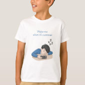 Jongen Slapen met Wake me als het zomer is T-shirt (Voorkant)