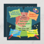 Jongen Slapepover Birthday Party Invitation Kaart (Voorkant / Achterkant)