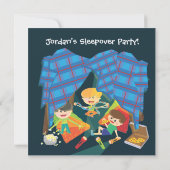 Jongen Slapepover Birthday Party Invitation Kaart (Achterkant)