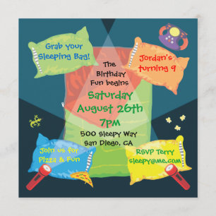 Jongen Slapepover Birthday Party Invitation Kaart