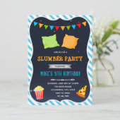 Jongen sleepover party uitnodiging (Staand voorkant)