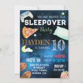 Jongen Sleepover Pizza Pyjama Verjaardag Kaart (Voorkant)