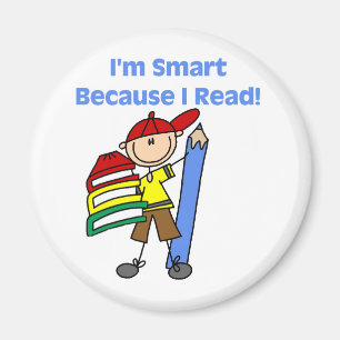 Jongen Smart omdat ik Tshirts en cadeautjes lees Magneet