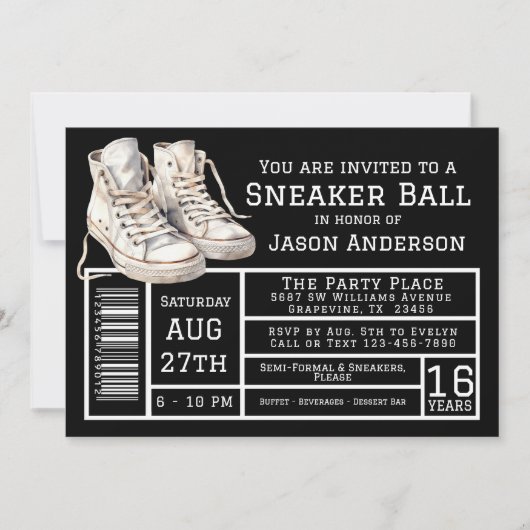 Jongen Sneaker Bal Verjaardagsfeestje Kaart (Voorkant)